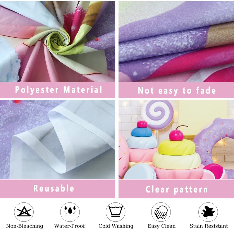 DASHAN 7x5ft Donut Backdrop Donut Candy Cake Smash White Brick Wall Polyester Photography Background for Baby Shower Party Girl Birthday Portrait Banner Baby Girl 1st Birthday YouTube Photo Prop - Image 5